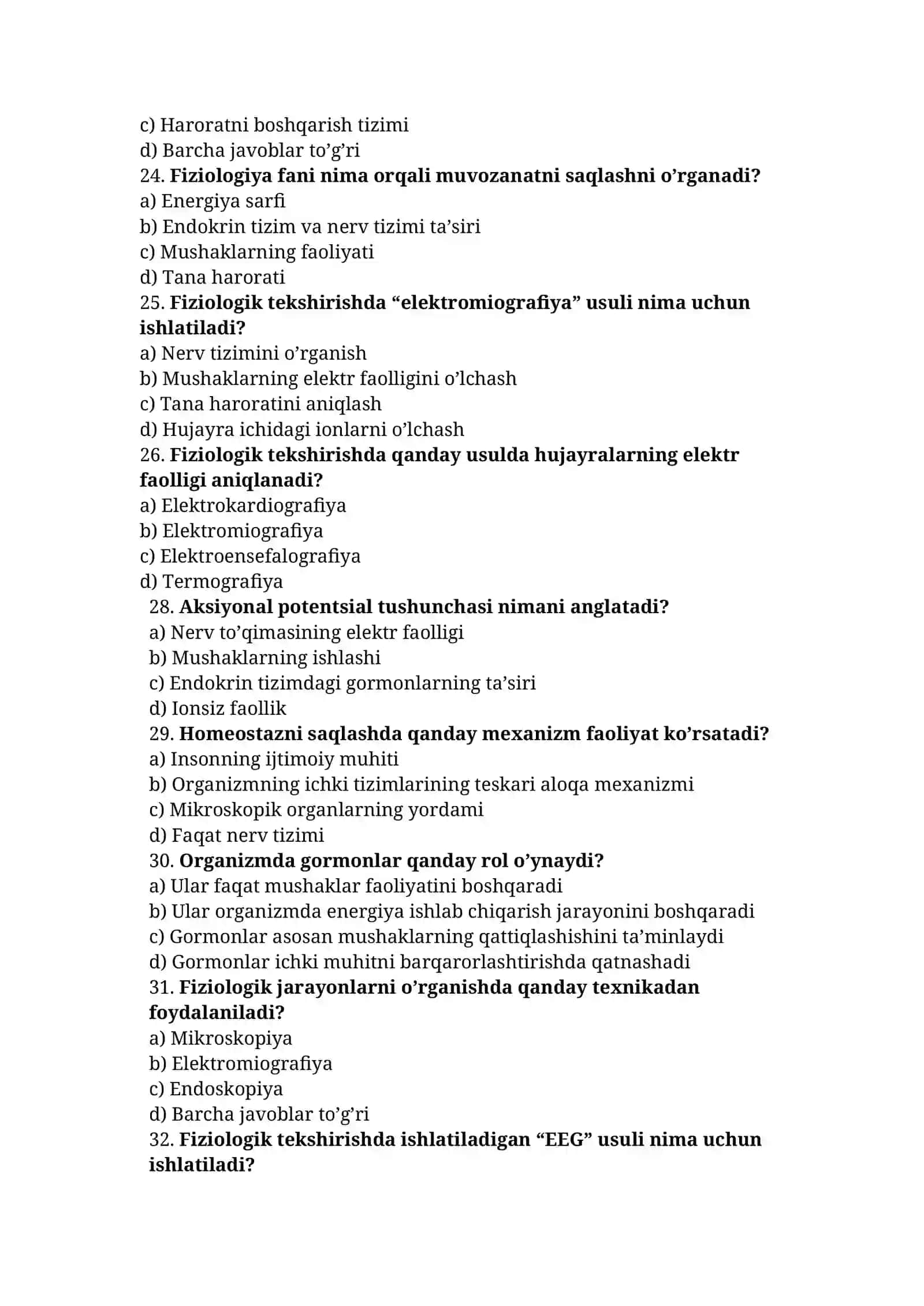 Fiziologiya fanining asosiy maqsadi nima? 4
