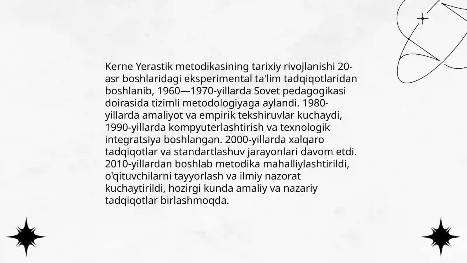 Kerne Yerastik metodikasi va uni o'tkazish yo'llari 4