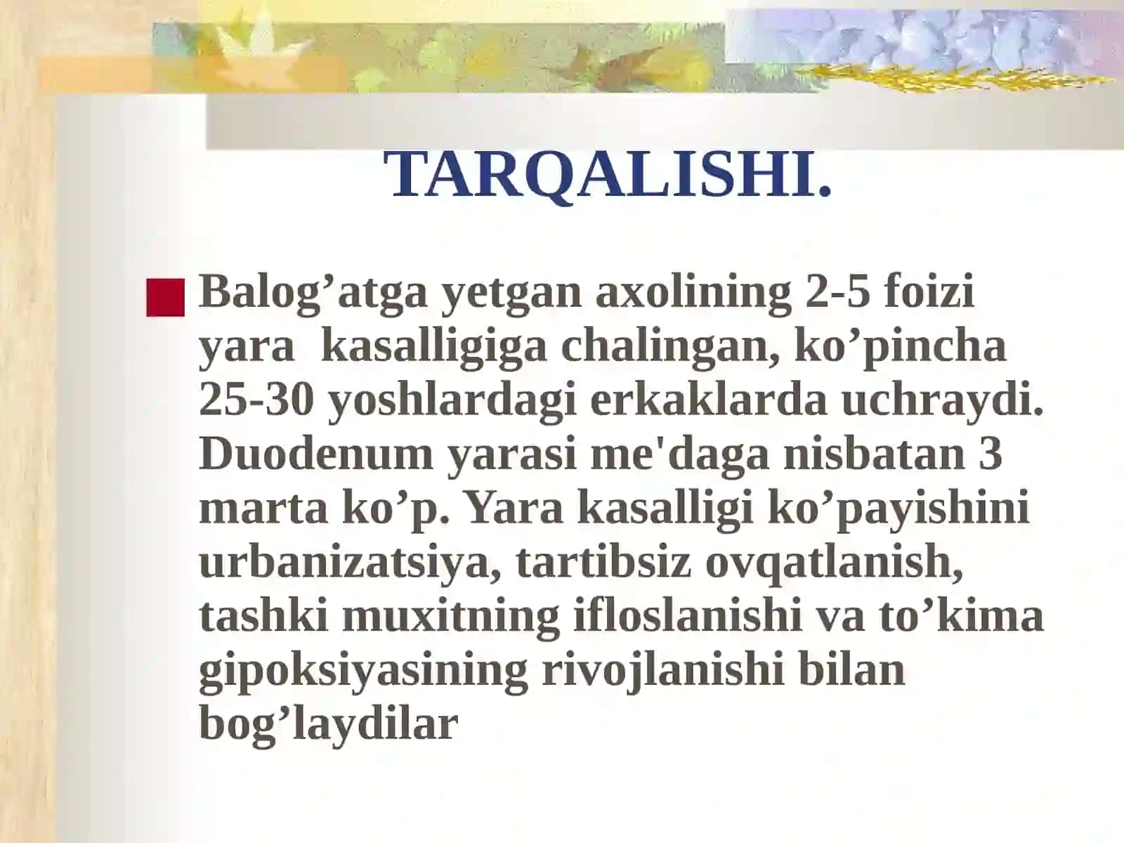 ME'DA VA O`NIKKI BARMOQLI ICHAK YARAKASALLIGI TA'RIFI 4