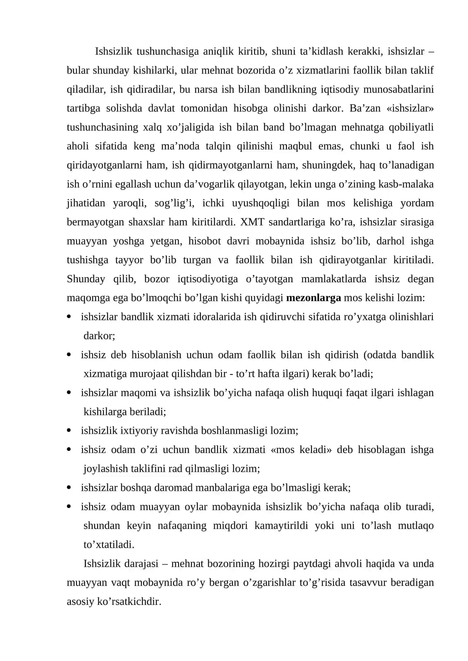 Ishsizlik sabablari, turlari va ko’rsatkichlari 4