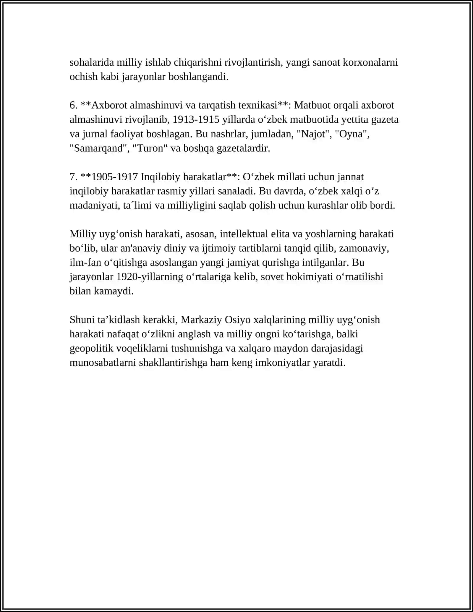 MUSTAQILLIKKA ERISHISH ARAFASIDA IJTIMOIY-SIYOSIY JARAYONLAR 4