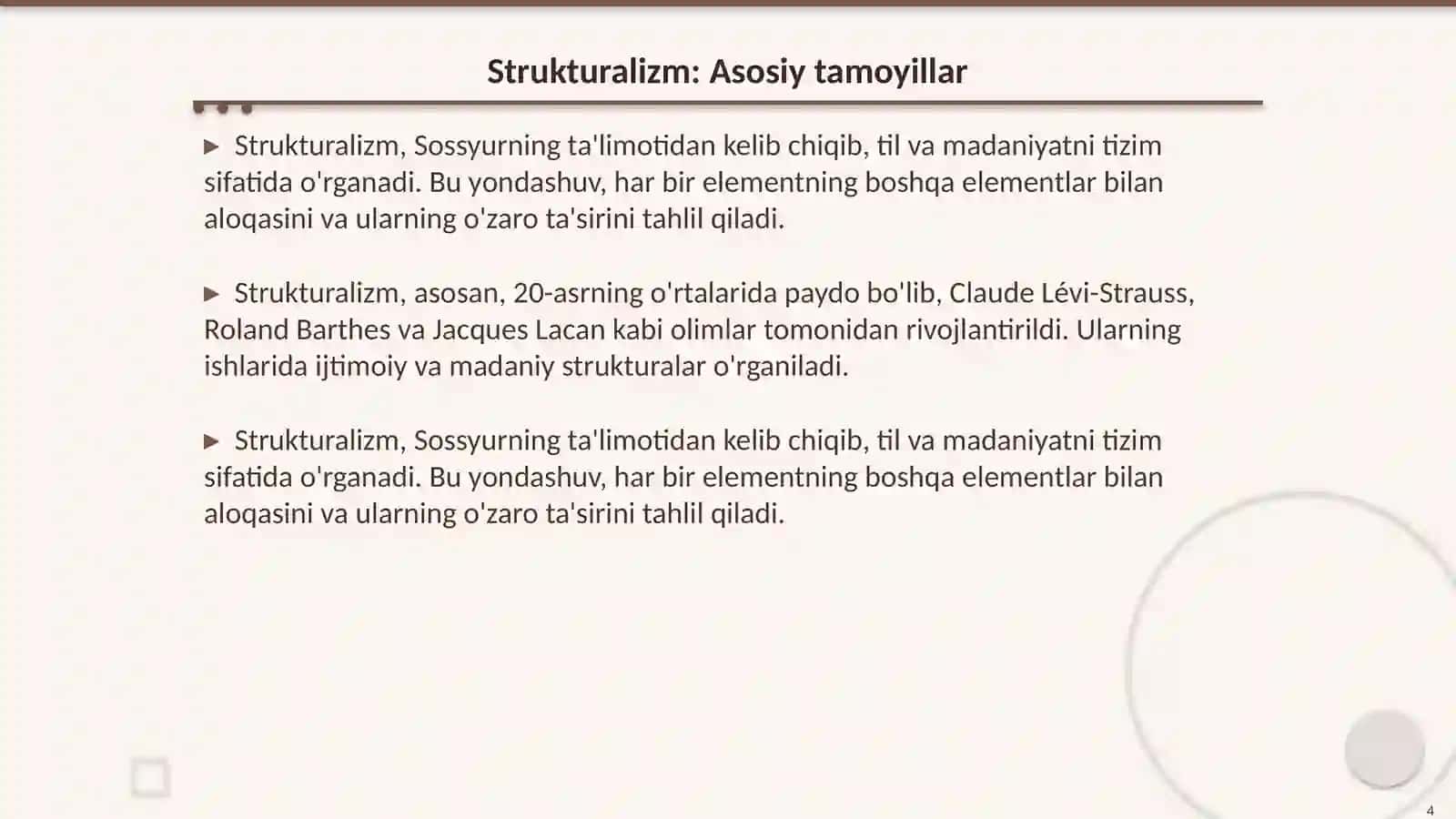 Sossyur ta’limoti va strukturalizm 4