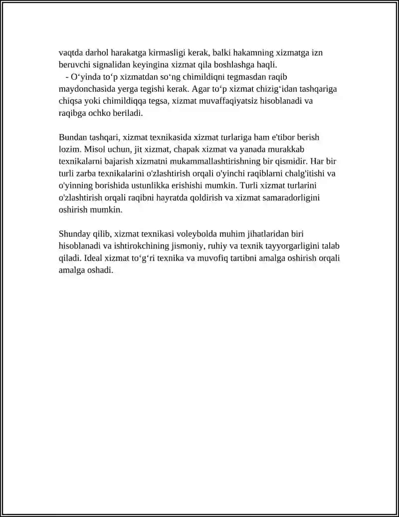 VOLEYBOL OʻYIN TEXNIKASI 4