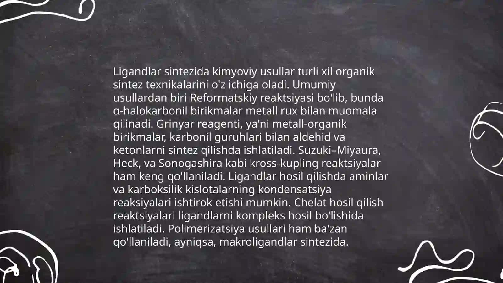 Organik ligandlar sintezi va tahlili 4