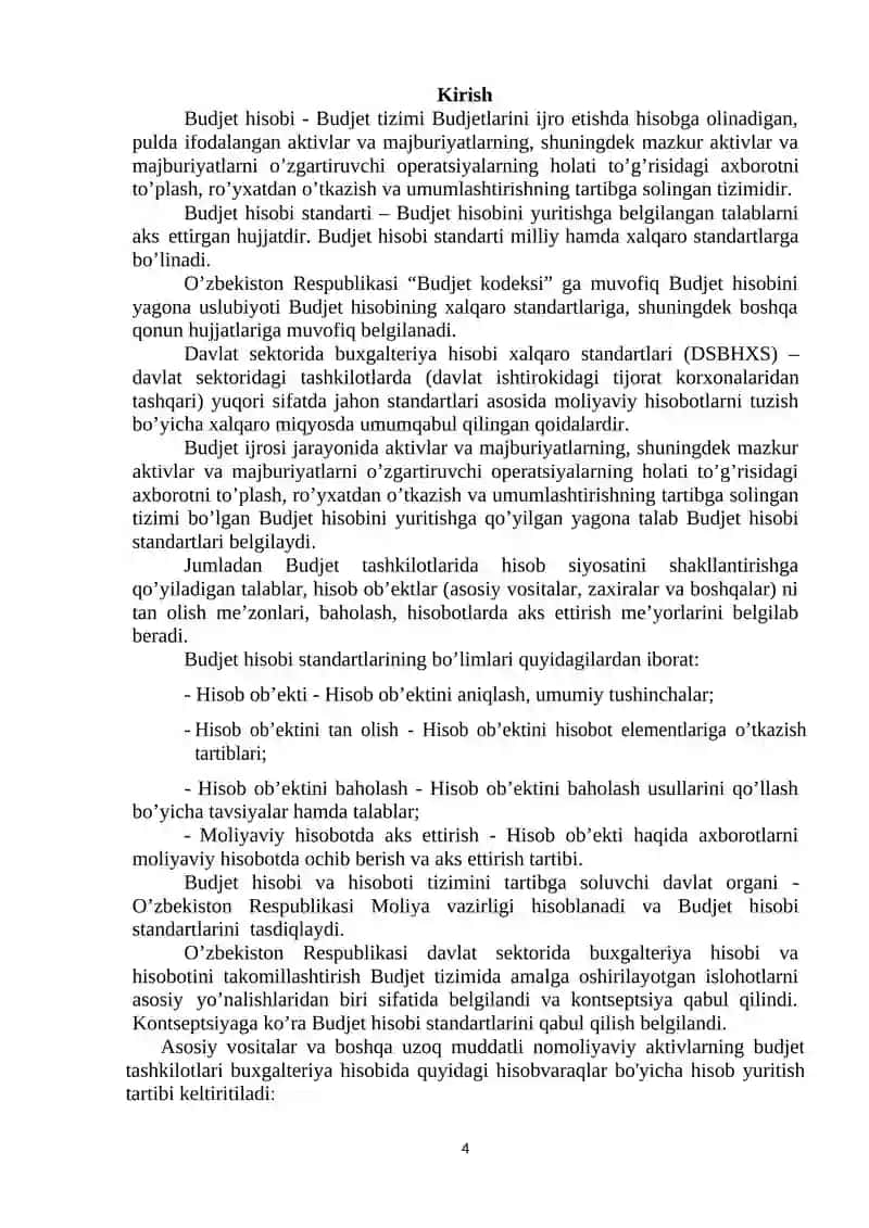 Budjet hisobi standarti 4