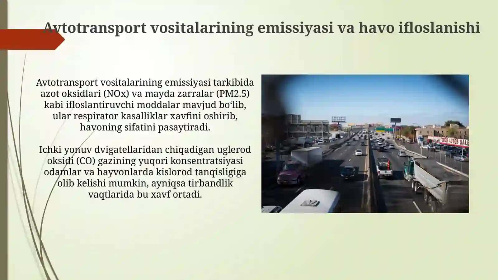 Transportning atrof-muhit ifloslanishidagi roli 4