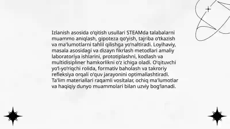 Loyihaviy oʻqitish metodlari STEAM fanlarida 4