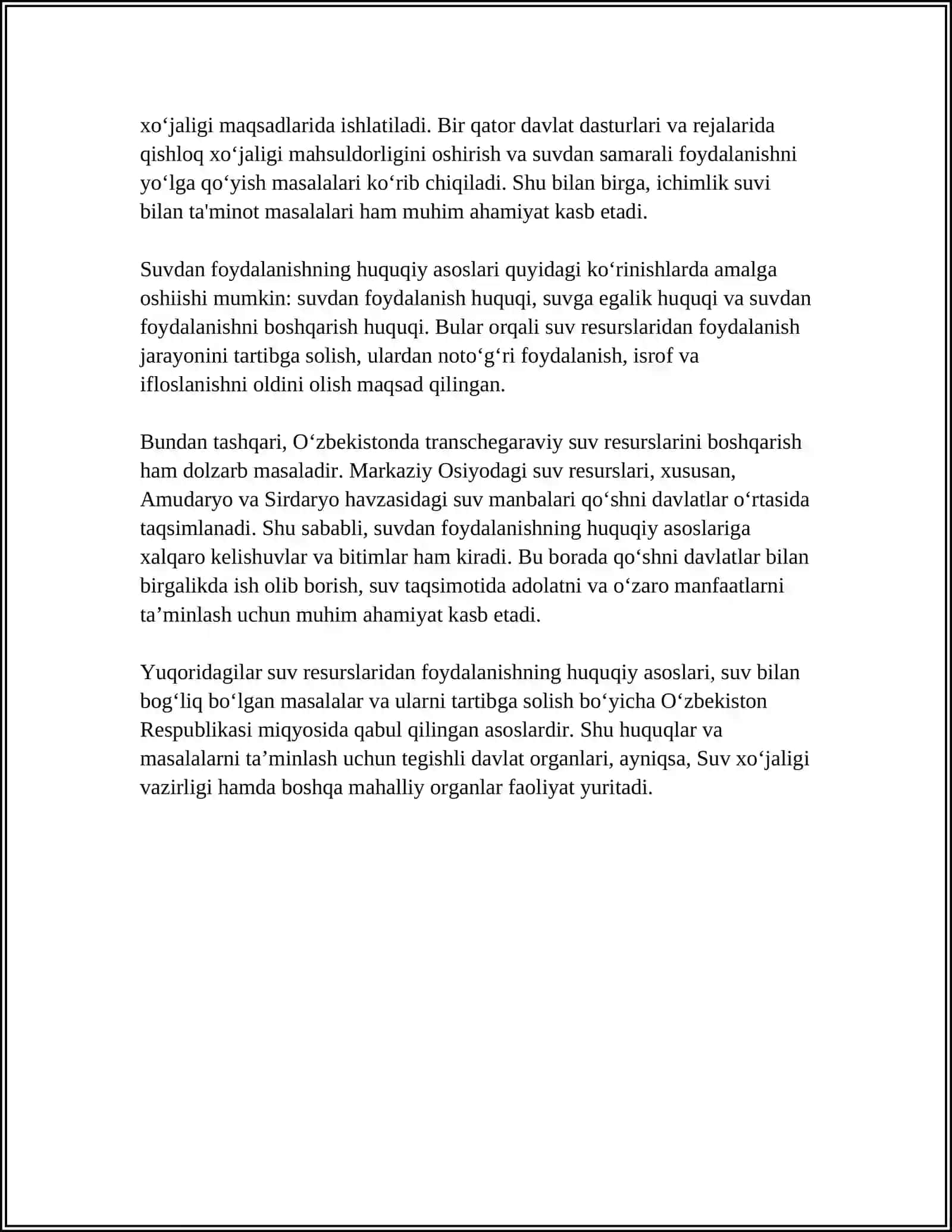 SUV VA SUVLARDAN FOYDALANISH QONUNI 4