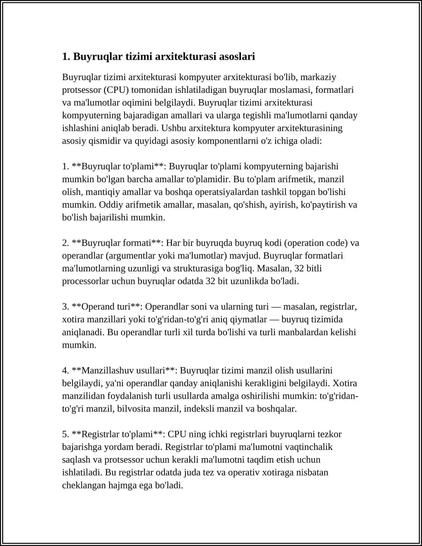 BUYRUQLAR TIZIMI ARXITEKTURASI 4