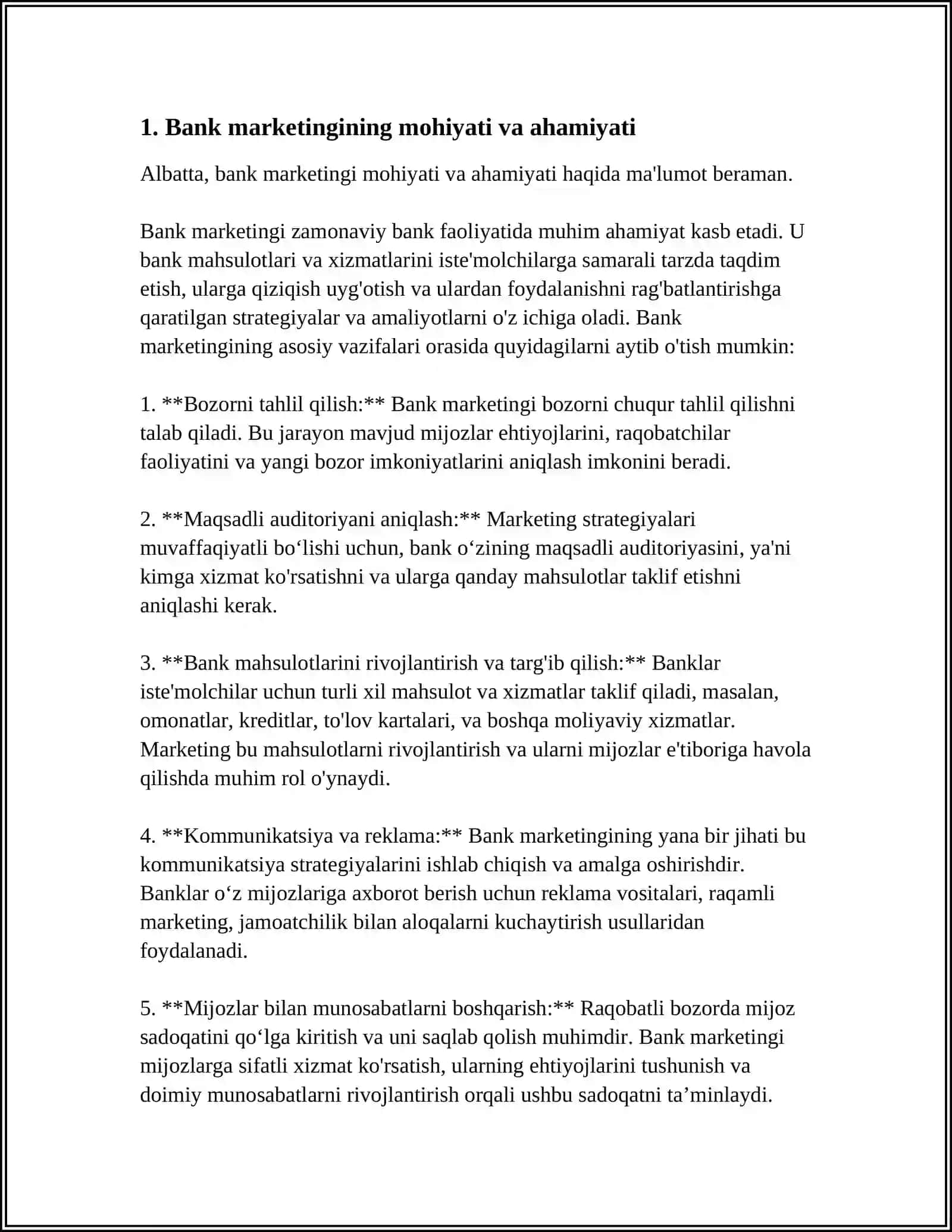 BANKDA MARKETING FAOLIYATINI TASHKIL ETISH 4