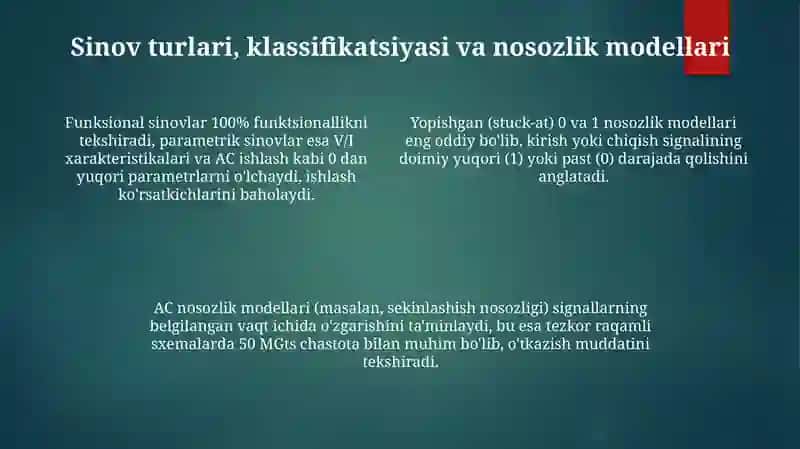 Elektron vositalarni sinov nazariyasi asoslari 4