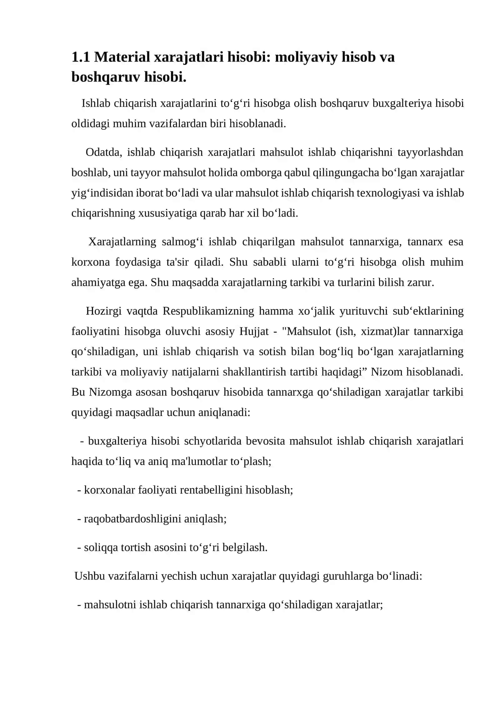 Boshqaruv hisobi tizimida material xarajatlari hisobi 4