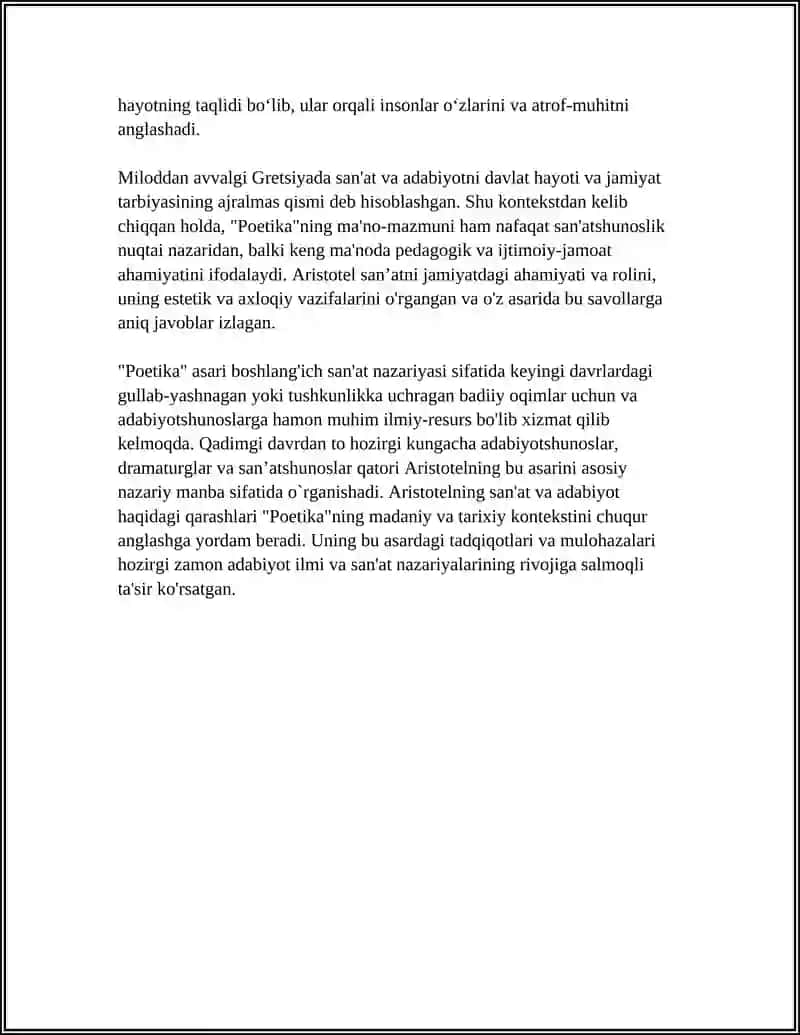 ARISTOTELNING "POETIKA" ASARINI OʻRGANISH 4