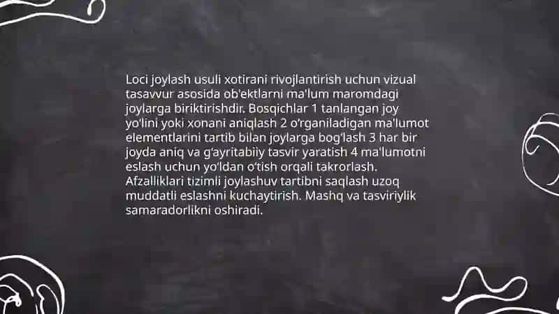 Xotirani rivojlantirish metodlari 4
