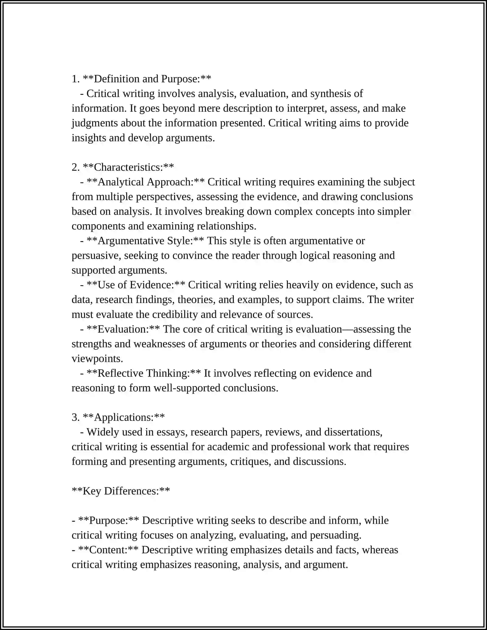 IDENTIFYING CRITICAL AND DESCRIPTIVE WRITING 4