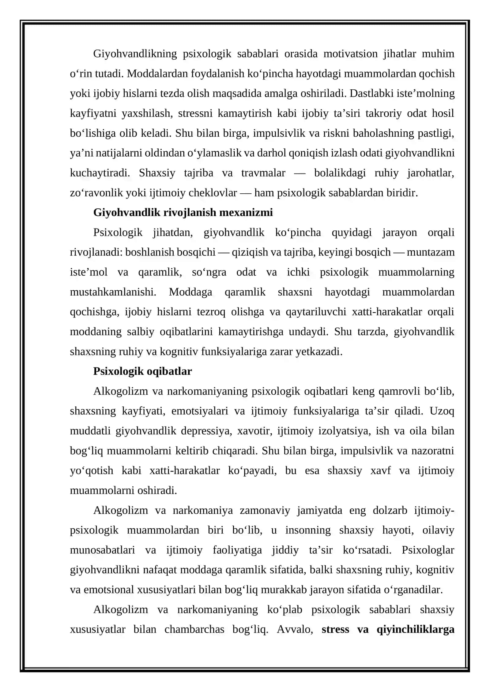 Alkogolizm va narkomaniyaning psixologik sabablari 4