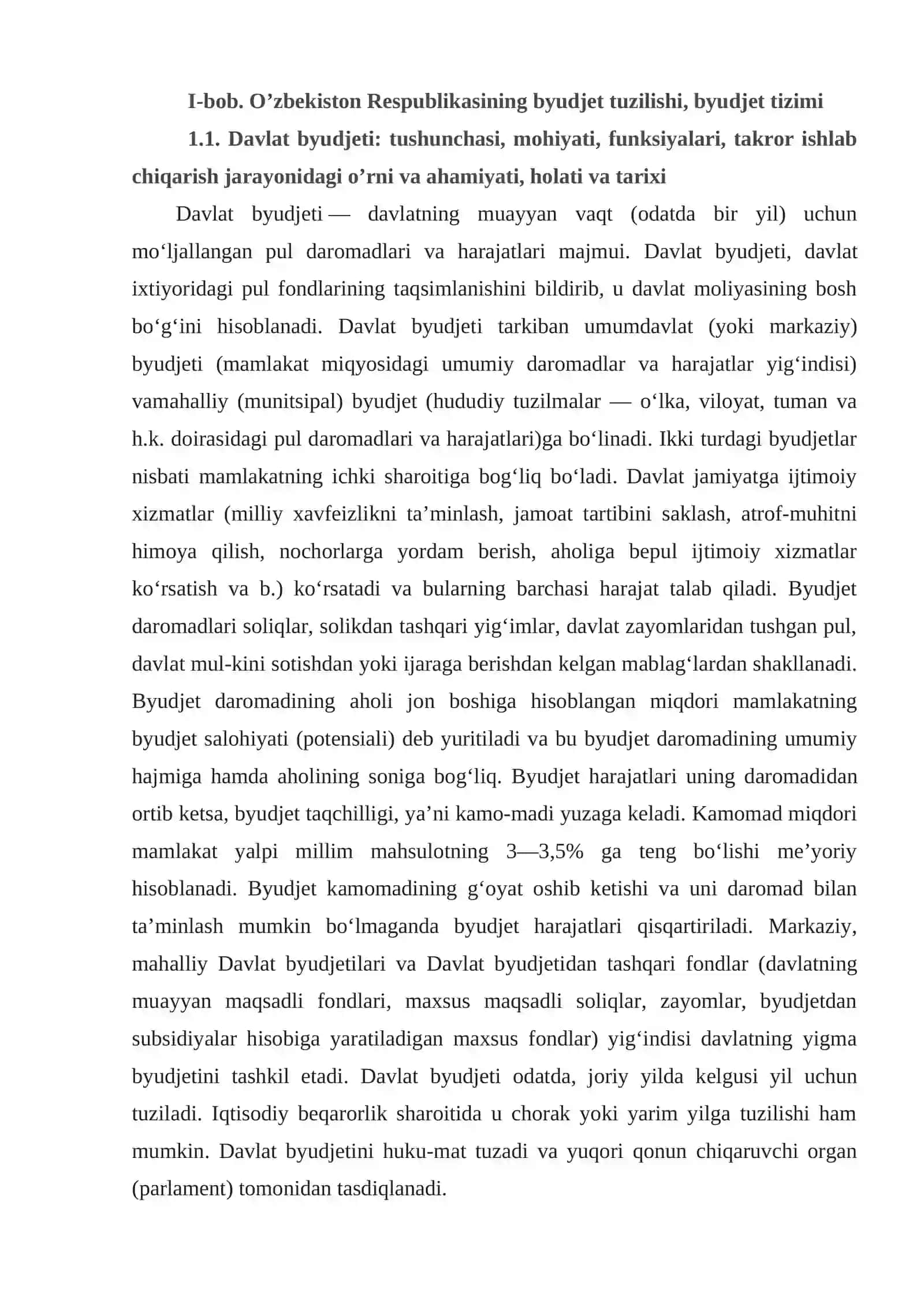 Budjet, uning shakllanishi va taqsimlanishi 4
