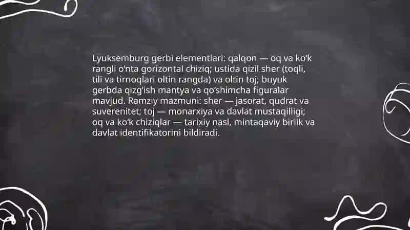 Lyuksemburg davlati asosiy va qoʻshimcha belgilari haqida 4