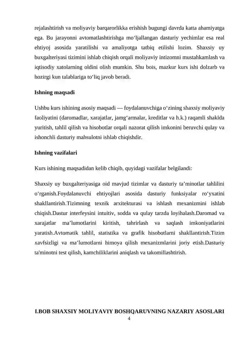SHAXSIY UY BUGALTERIYASI TIZIMINI ISHLAB CHIQISH 4