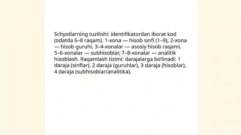 Buxgalteriya hisobi schyotlari va uning elementlari 4
