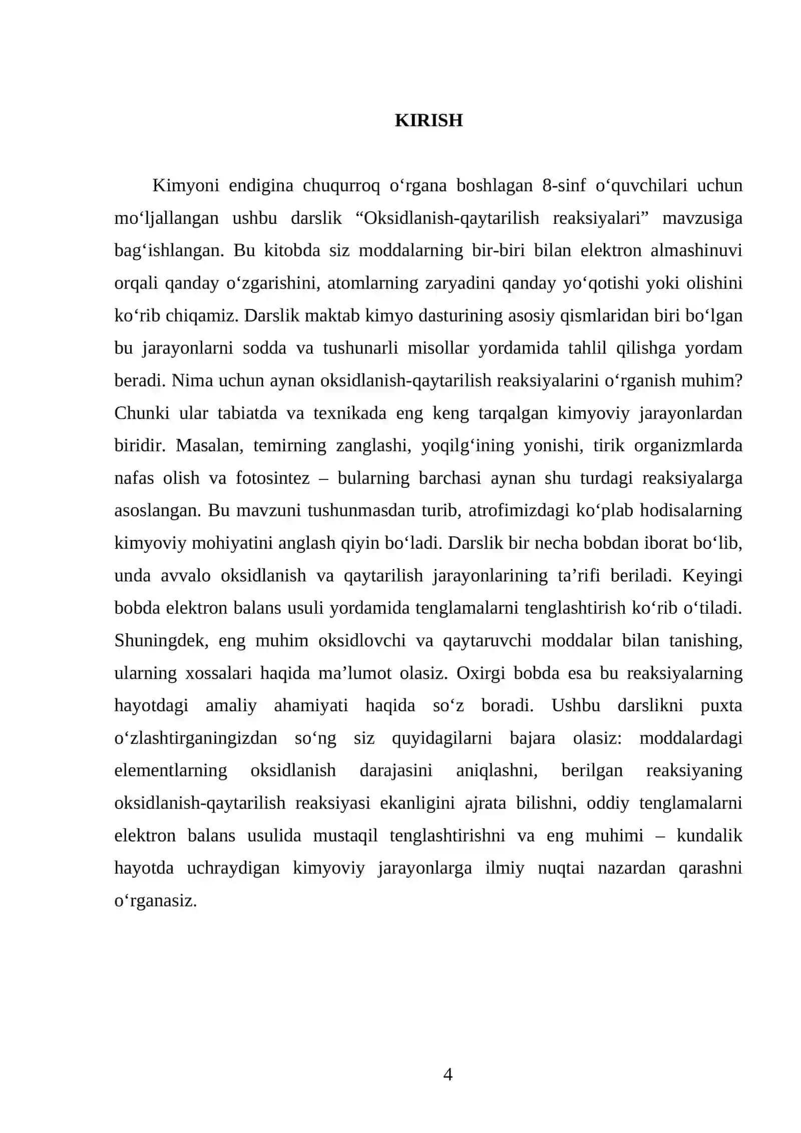 OKSIDLANISH QAYTARILISH REAKSIYALARI. 8 - SINF 4