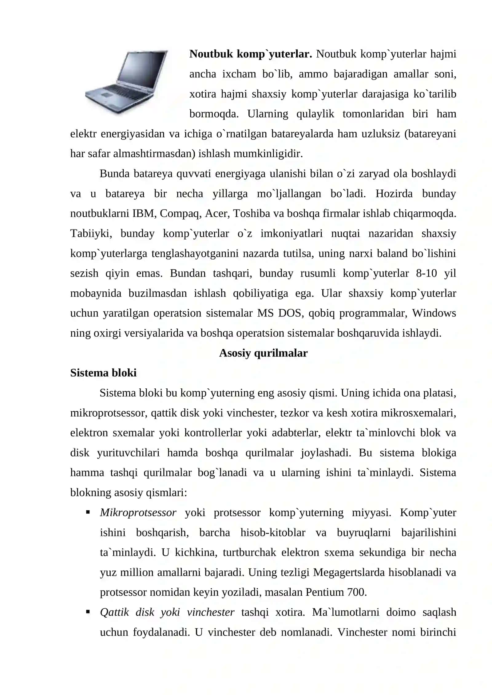Zamonaviy komp`yuterlar sinfi 4