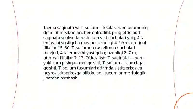 Tasmasimon chuvalchanglar odam parazitlari 4