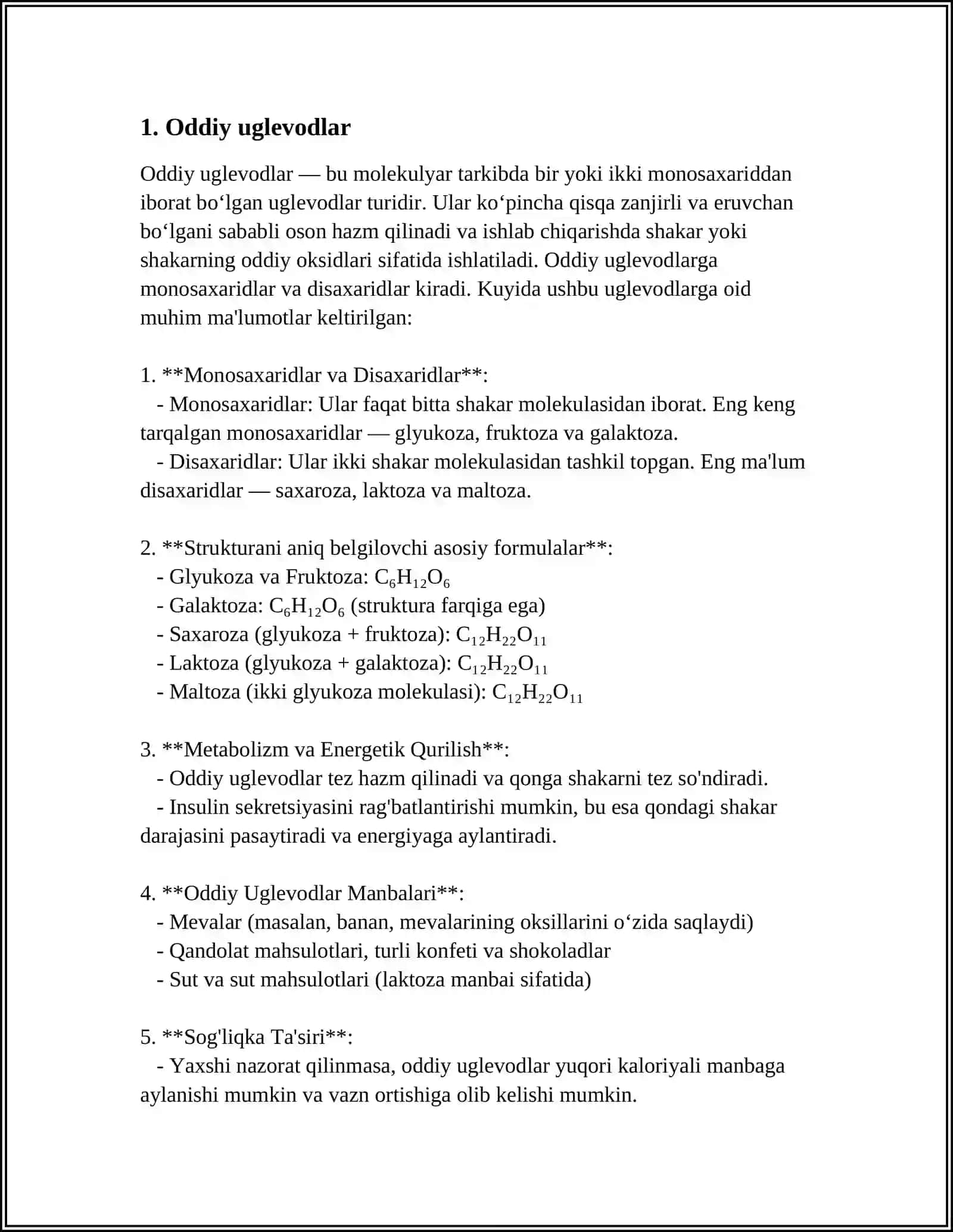 ODDIY VA MURAKKAB UGLEVODLAR 4