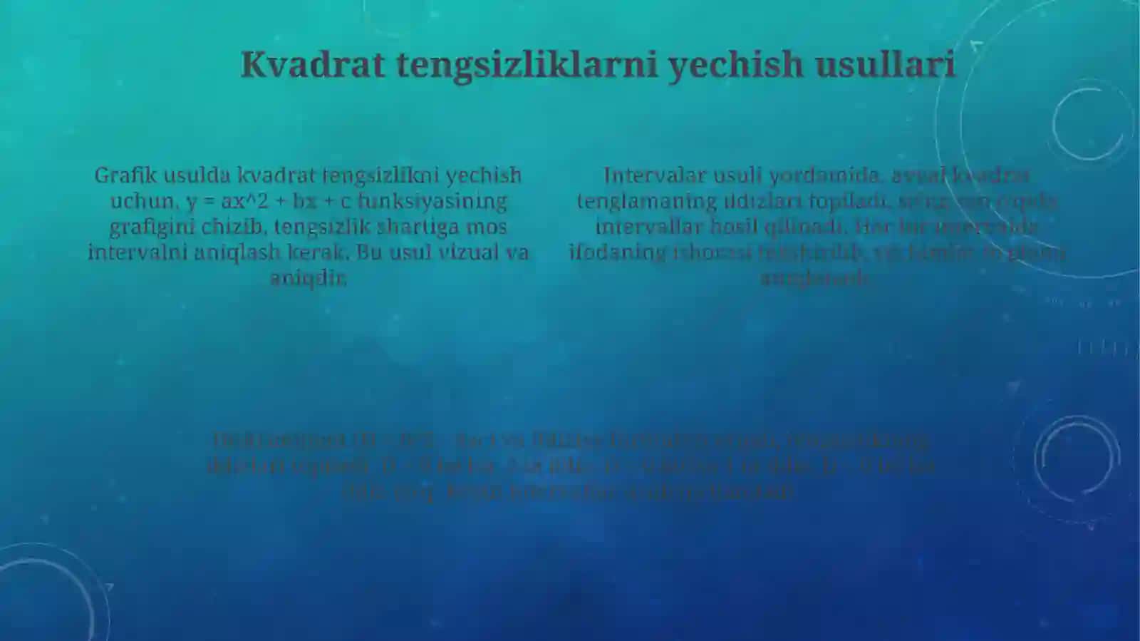 Kvadrat tengsizlikni o`qitish 4