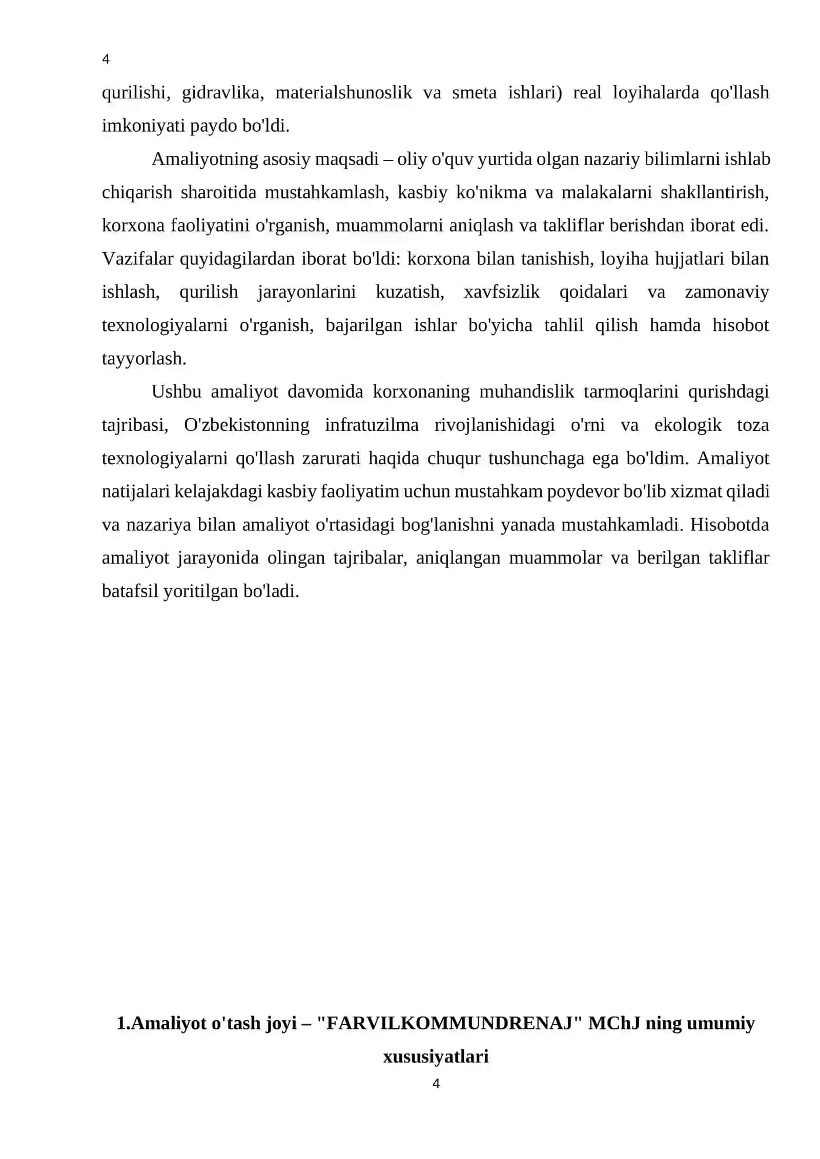Amaliyot Hisoboti "FARVILKOMMUNDRENAJ" MCHJ 4