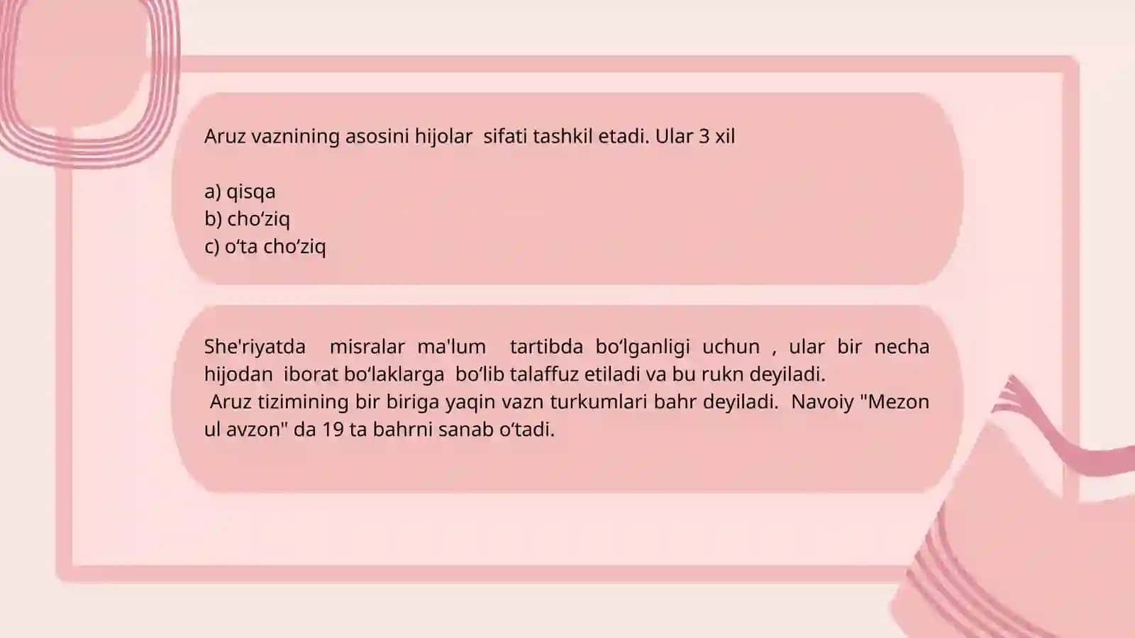 ARUZ VAZNIDAGI ASARLARNI IFODALI O‘QISH 4