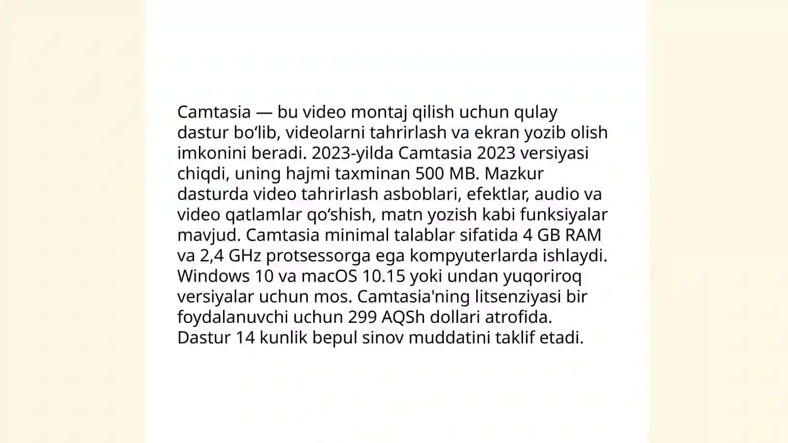 Camtasia Studio, Ispiring Campro, Bandicam dasturlari va ularning imkoniyatlari 4