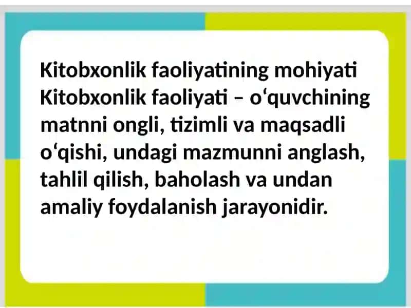 Kitobxonlik faoliyatinishakllantirishdadidaktikmateriallar 4