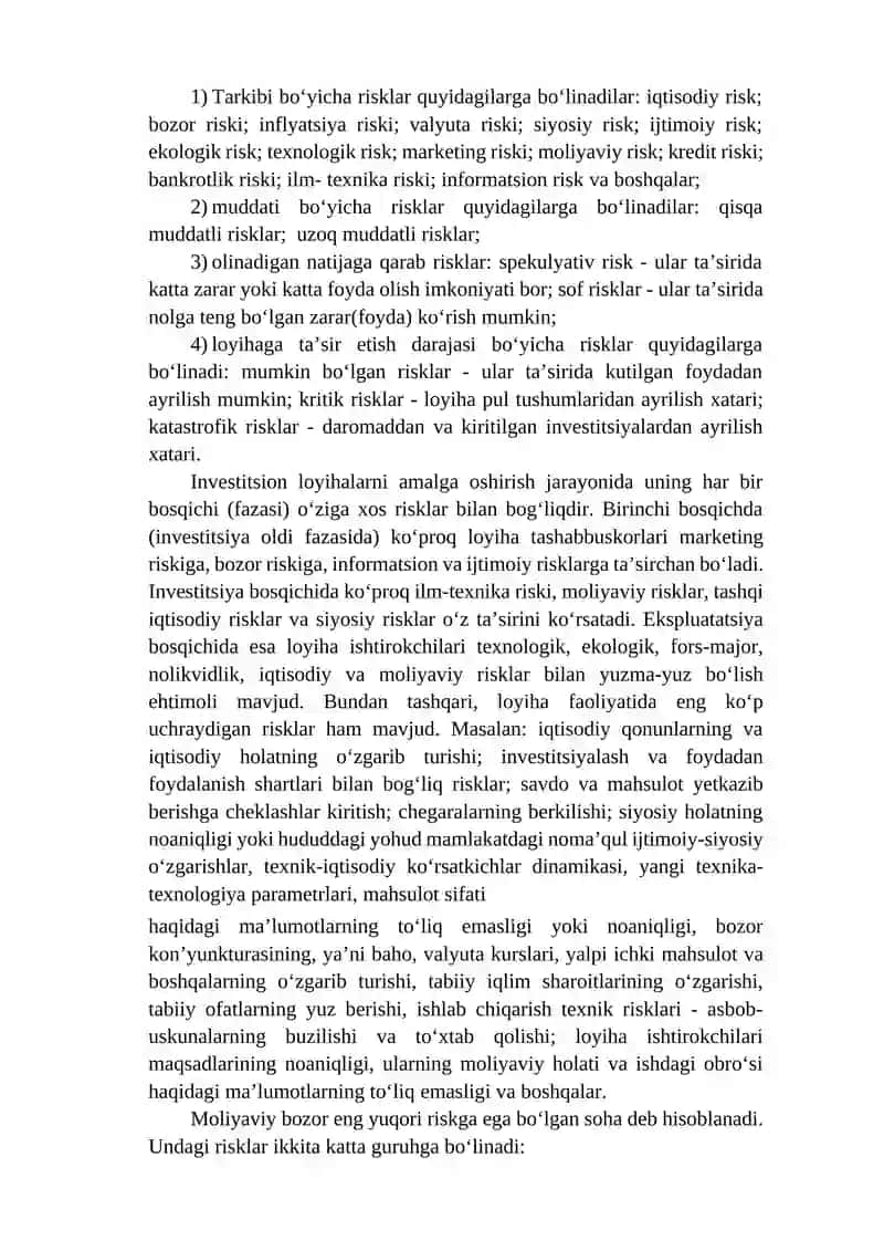 Zamonaviy (Amaliy) Moliya va Risklar Reja 4
