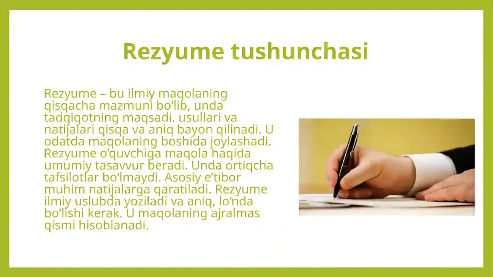 Ilmiy maqolaga rezyume yozish 4