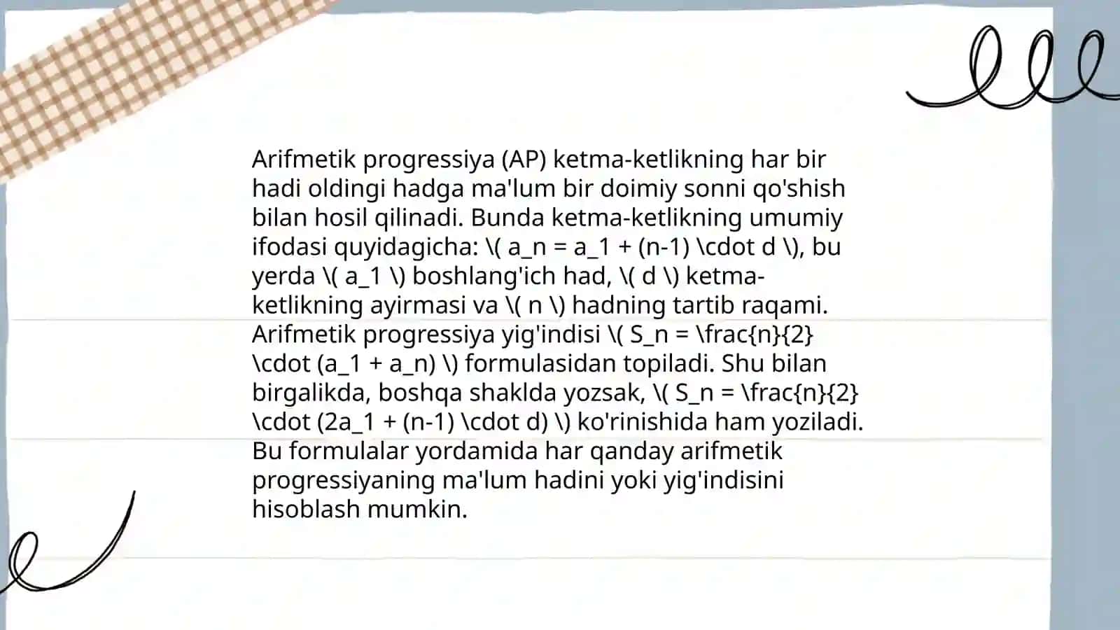 ARIFMETIK VA GEOMETRIK PROGRESSIYA 4