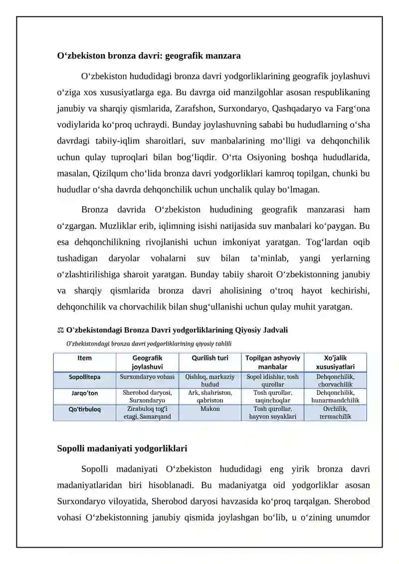 Oʻzbekistondagi bronza davri yodgorliklari 4
