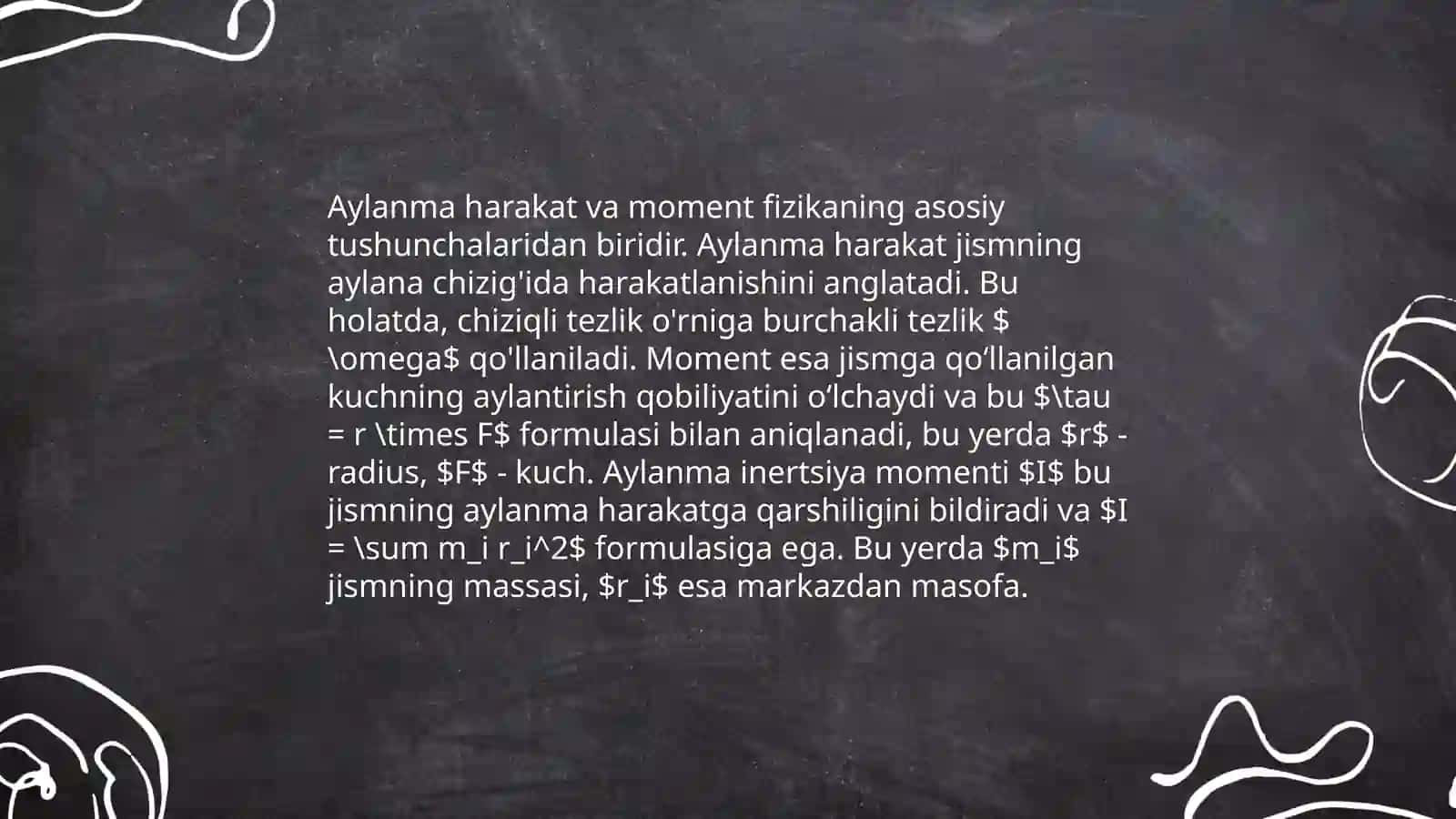 Aylanma harakatning fizikasi 4