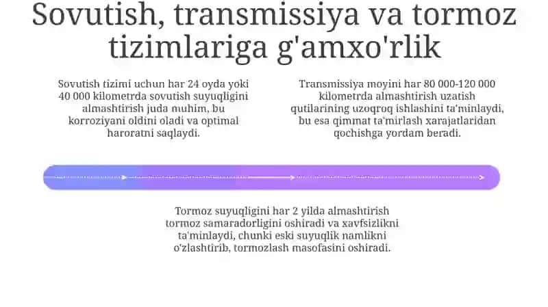 Muntazam texnik xizmat ko'rsatish va sifatli moylash 4
