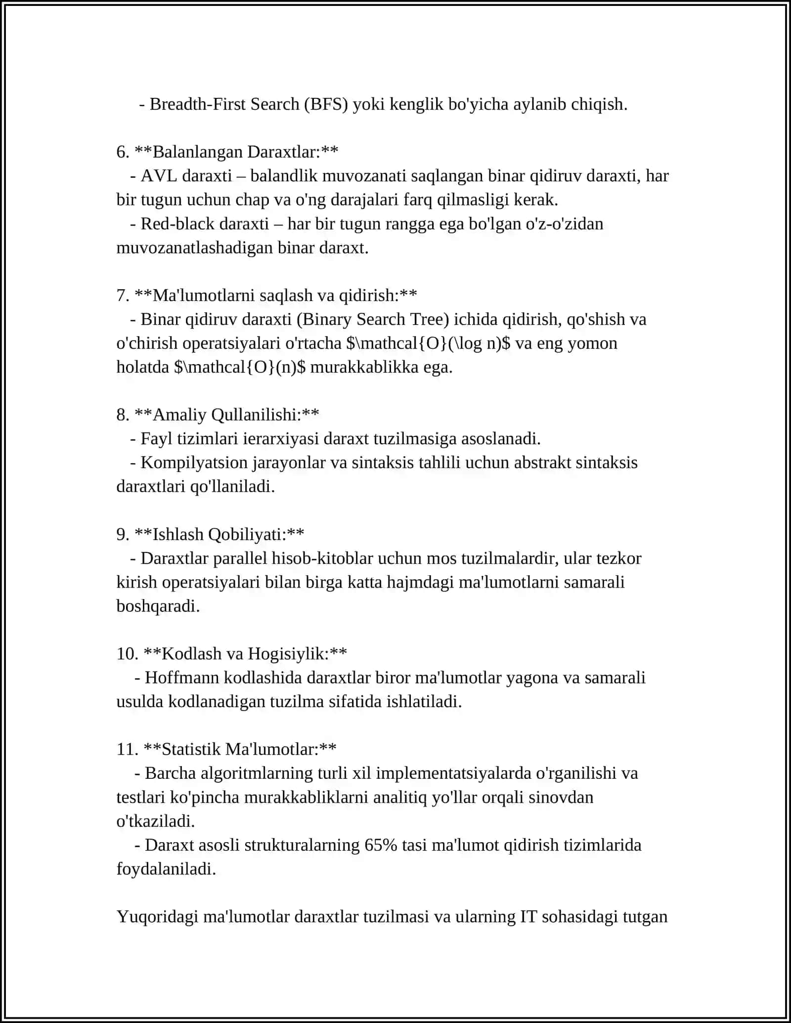 DARAXTSIMON MA'LUMOTLAR TUZILMASI VA ULAR USTIDA AMALLAR 4
