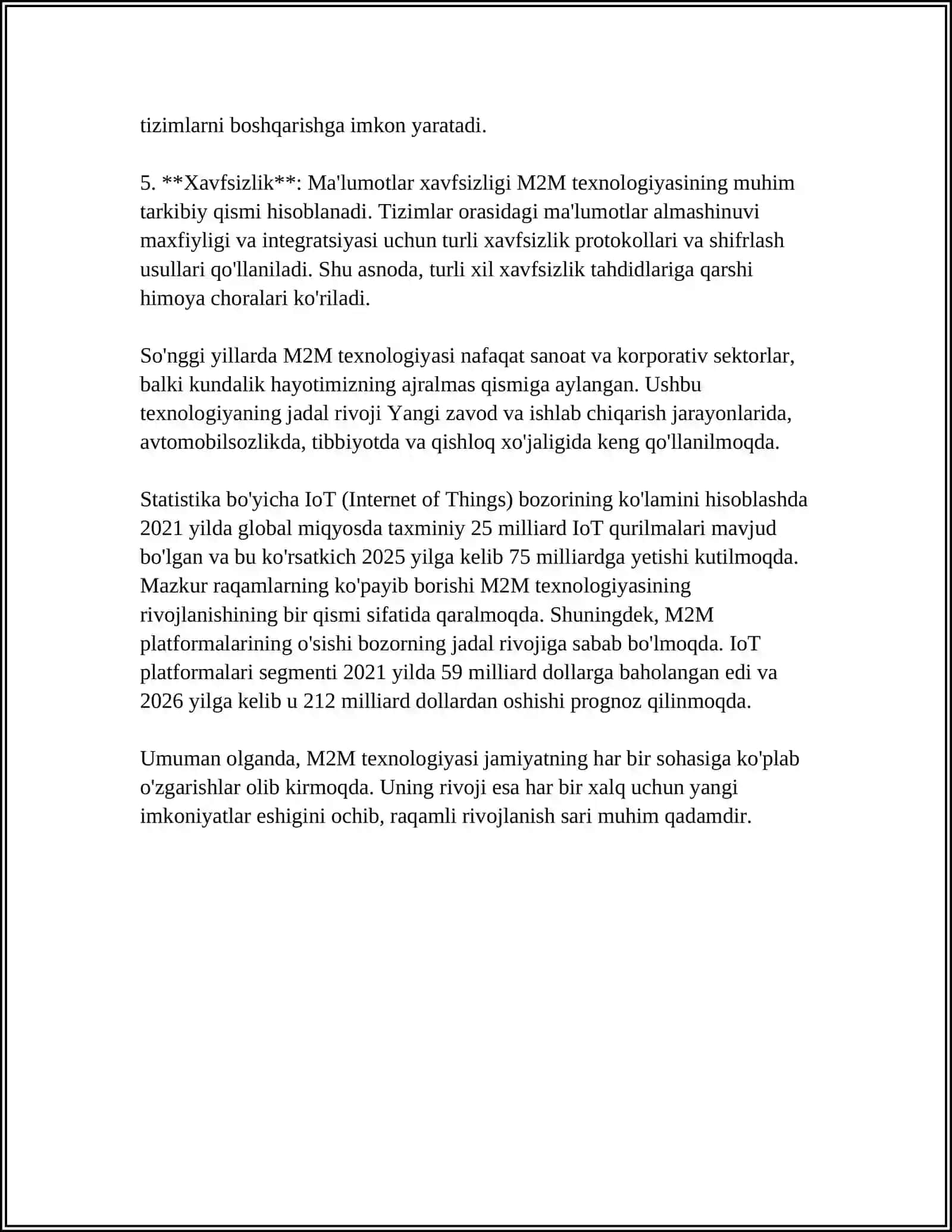 M2M TEXNOLOGIYASI- INTERNET ASHYOLARI ASOSI SIFATIDA 4