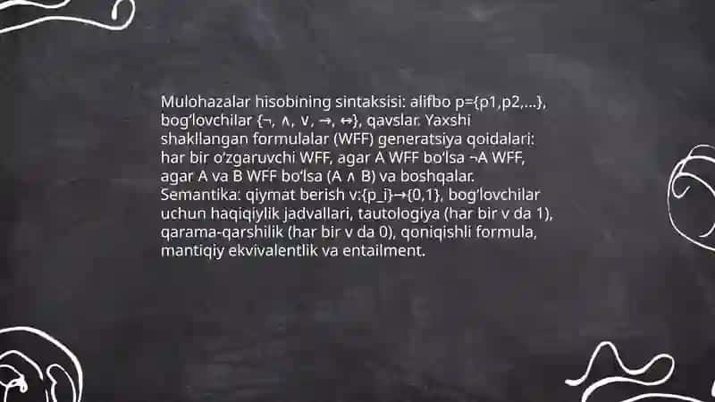 Formal aksiomatik nazariya. Mulohazalar hisobi 4