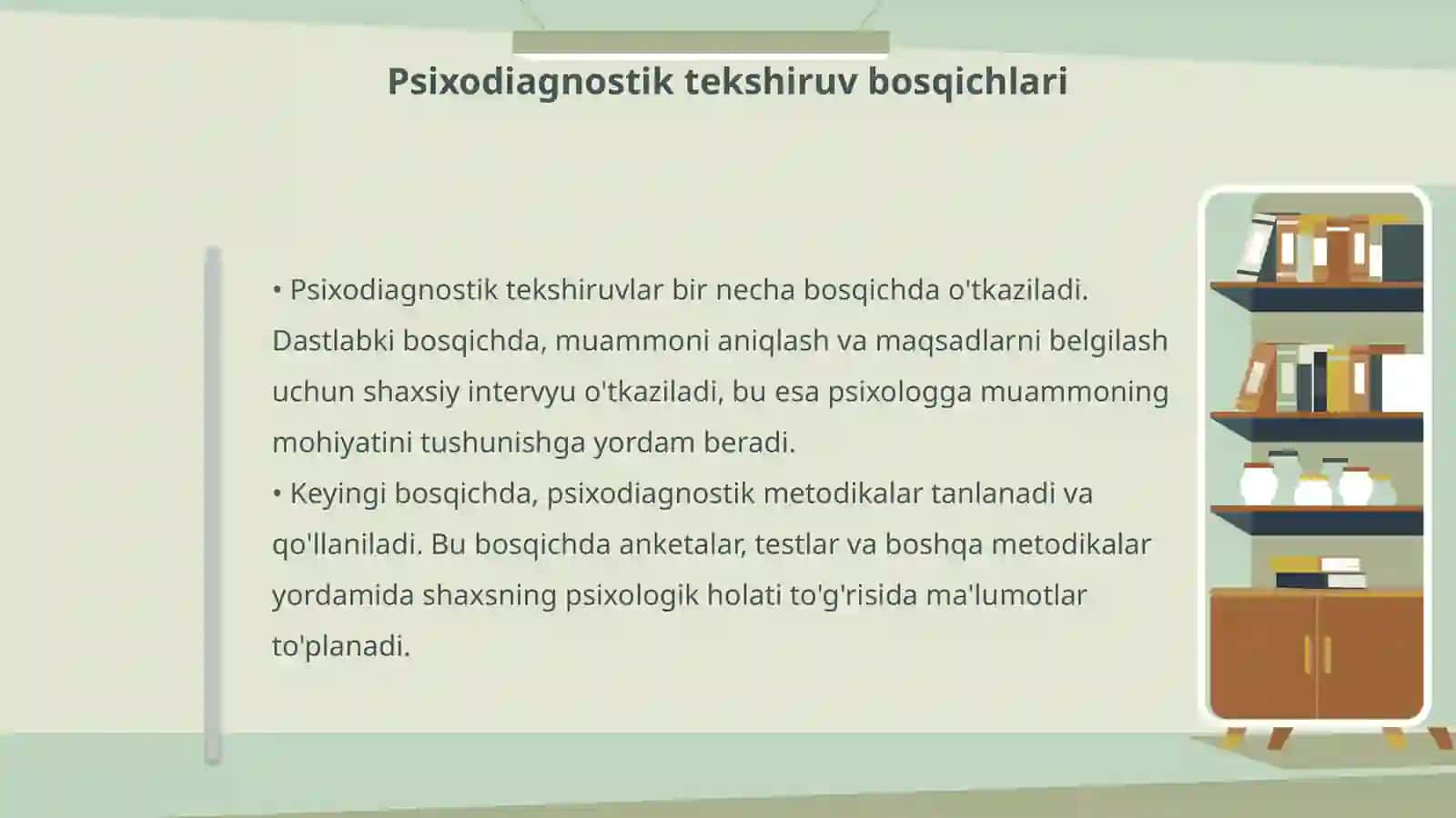 Psixodiagnostik tekshiruv bosqichlari 4