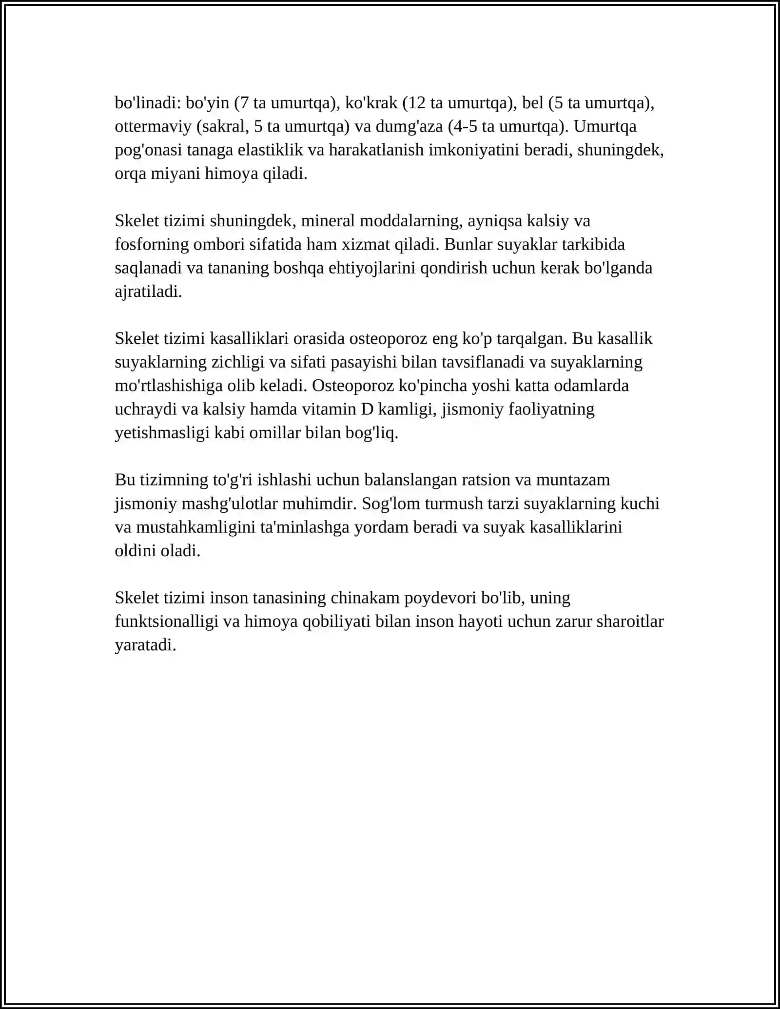 MUSTAQIL ISH: ODAM ANATOMIYASI 4