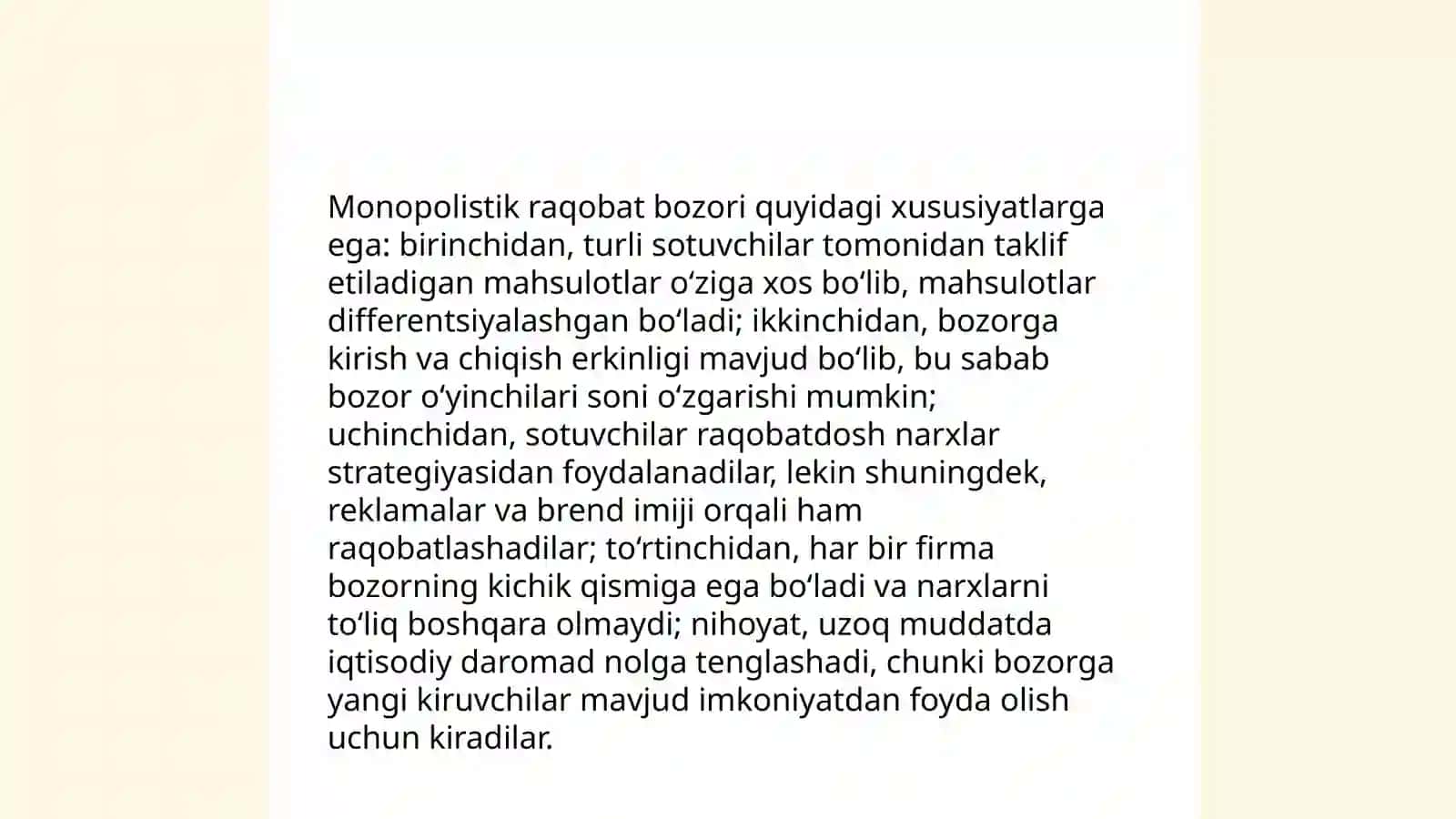 Oligopoliya va monopolistik raqobat 4