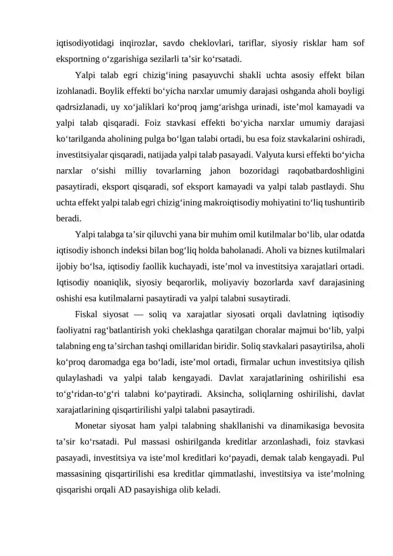 Yalpi talab va yalpi taklif modeli 4