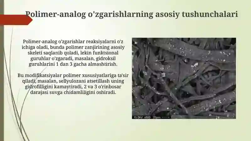 Seluluyoza va tabiiy ipakning polimeranologik oʻzgarishlari 4