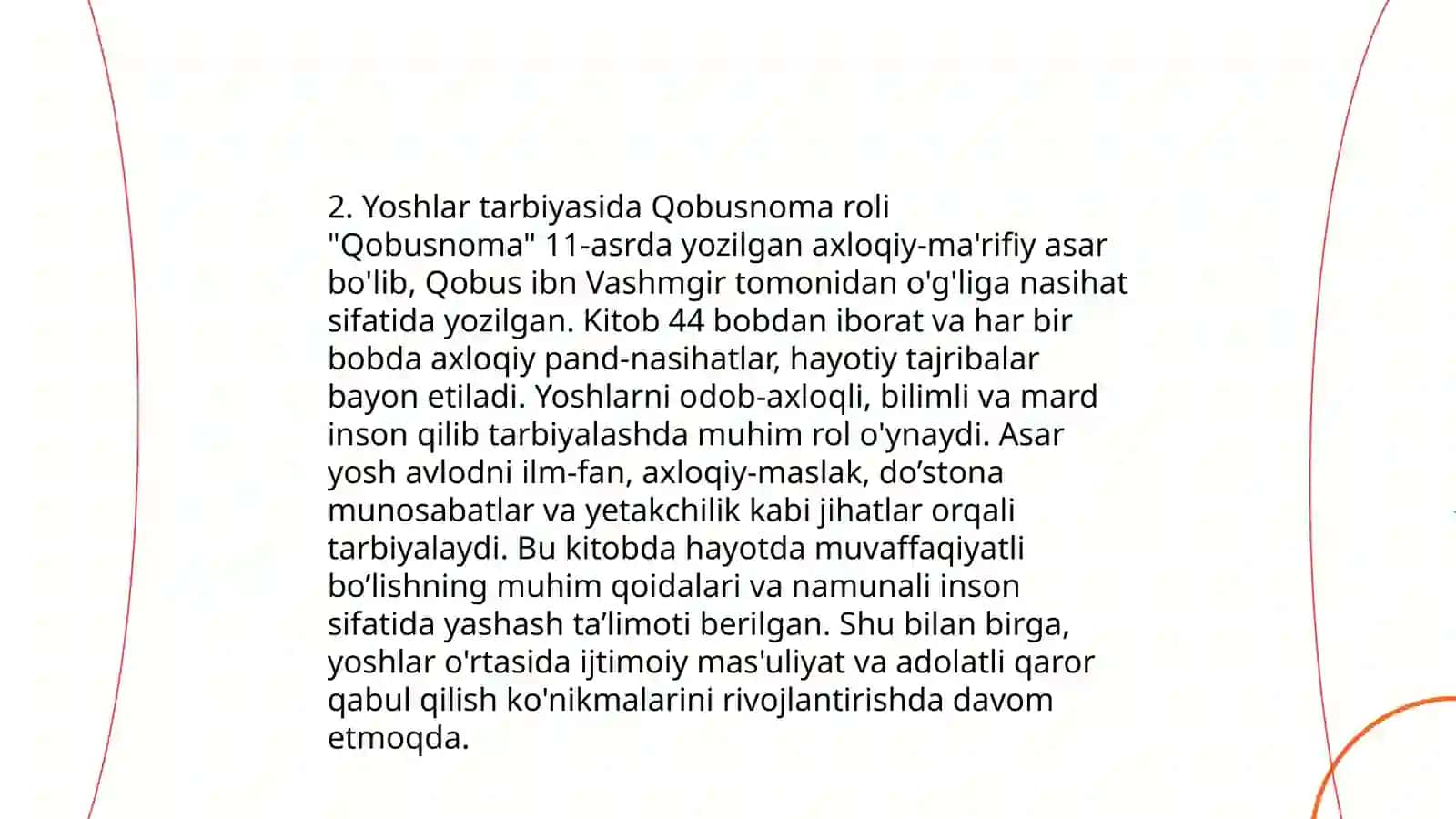 Qobusnoma asarining yoshlar ongiga tasiri 4