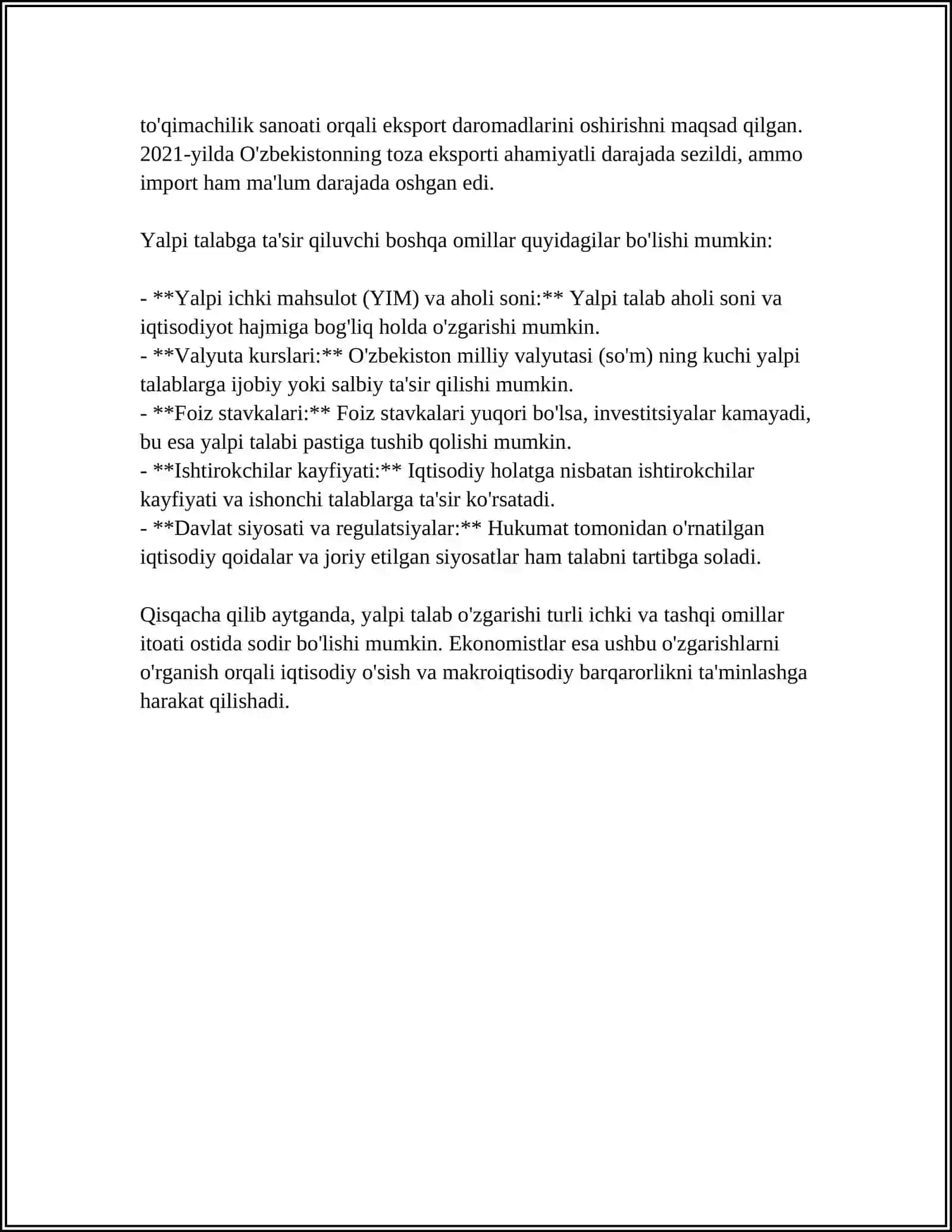 YALPI TALAB – YALPI TAKLIF MODELI 4