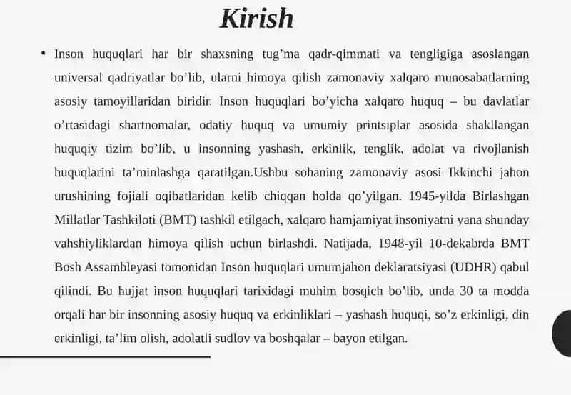 Inson huquqlari bo'yicha xalqaro huquq 4